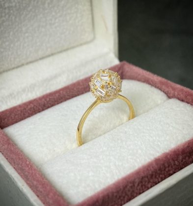 Solitario Con Swarovski Oro Amarillo 18k 2.6gr Talla # 5 1/4