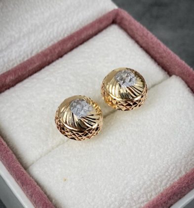 Topos Media Bola Diamantados Dos Oros 18k Italy 2.9gr 12mm