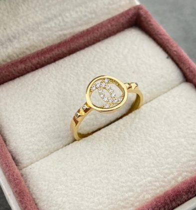 Anillo CH Con Swarovski Oro Amarillo 18k Italy 1.9 gr #7