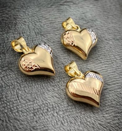 Dije Corazón Tres Oros 18k Italy 1.8gr 1.8cm