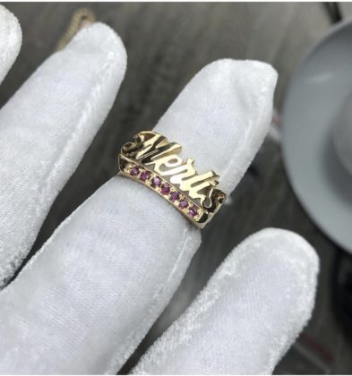 Anillo De Nombre Con 14 Pts De Rubies 6gr Por Fabricacion