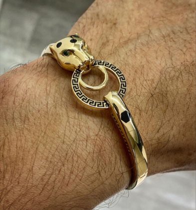 Pulso Aro De Pantera Con Swarovski Oro Amarillo 18k Italy 14.0gr 18 cm