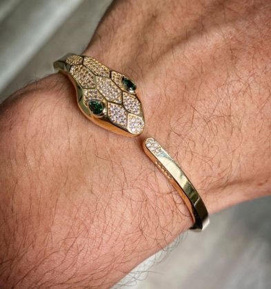 Pulso Aro De Serpiente Con Swarovski Oro Amarillo 18k Italy 14.0 gr 18cm