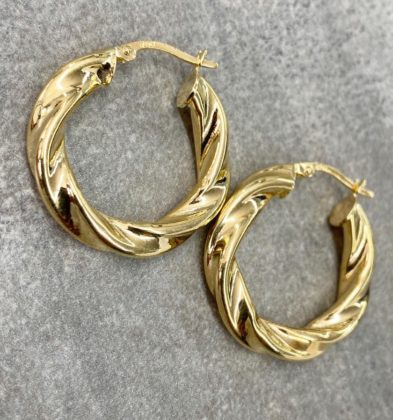 Candongas Entorchadas Oro Amarillo 18K Italy 4.4 gr 2.6 cm