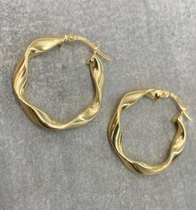 Candongas Entorchadas Con Puntos Oro Amarillo 18K Italy 2.3 gr 2.3 cm