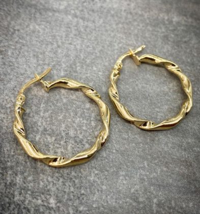 Candongas Entorchadas Oro Amarillo 18K Italy 1.7 gr 2.4 cm