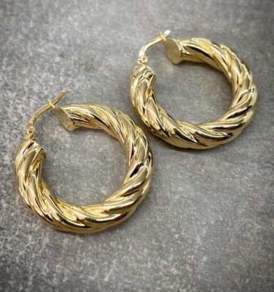 Candongas Entorchadas De Lineas Oro Amarillo 18K Italy 5.6 gr 2.8 cm