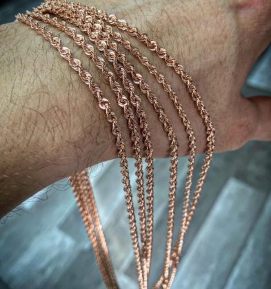 60cm Cadena Tejido Lazo Oro Rosa 18K Italy 5.8gr 3mm