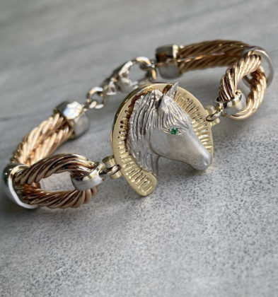 Pulso Rostro De Caballo Con Swarovski Por Fabricación Tres Oros 18k 50gr