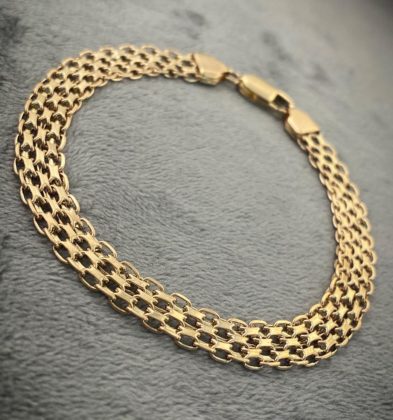 Pulsera Tejido China Oro Amarillo 18k Italy 11gr 21cm 7.2mm