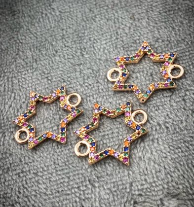 Herraje De Estrella Con Swarovski Oro Rosa 18k 1.1gr 1.8 cm