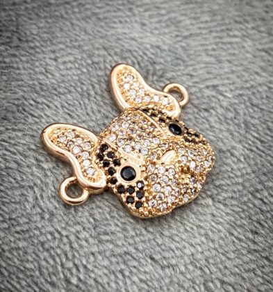 Herraje De Perro Con Swarovski Oro Rosa 18k 5.0gr 2.4cm