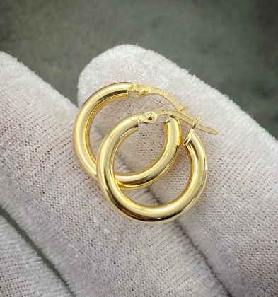 Candongas Lisas Oro Amarillo 18k Italy 2.0gr 19.3mm