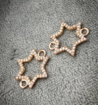 Herraje De Estrella Con Swarovski Oro Rosa 18k 1.1gr 1.8 cm