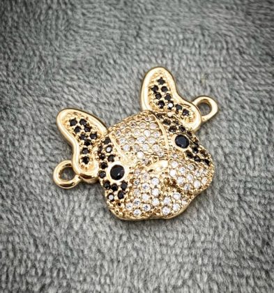 Herraje De Perro Con Swarovski Oro Amarillo 18k 5.2gr 2.4cm