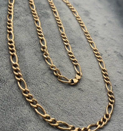 60cm Cadena Tejido Figaro Oro Amarillo 18k Italy 18.6gr 5.6mm