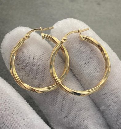 Candongas Entorchada Oro Amarillo 18k Italy 1.8gr 26.8mm