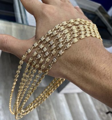 70cm Cadena Rustica Tipo Barril Oro Amarillo 18k 13.3gr 4.3mm