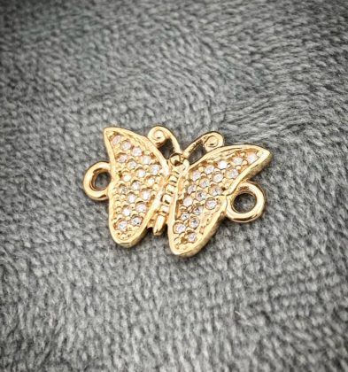 Herraje De Mariposa Con Swarovski Oro Amarillo18k 1.9 gr 1.8 cm