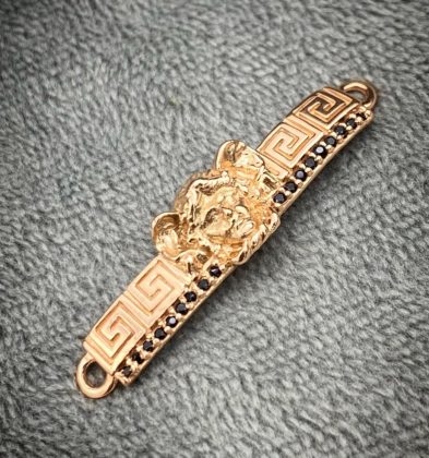 Herraje Con Placa De Medusa Con Swarovski Negro Oro Rosa 18k 4.0gr 3cm