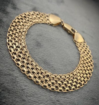 Pulsera Tejido Chino Oro Amarillo 18k Italy 18.5gr 20cm 11.3mm