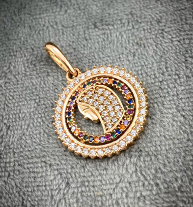 Dije De La Virgen De Guadalupe Swarovski Oro Rosa 18k 4.5 gr 3.1 cm