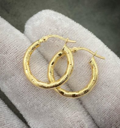 Candongas Con Detellas Oro Amarillo 18k Italy 1.7gr 20.1mm