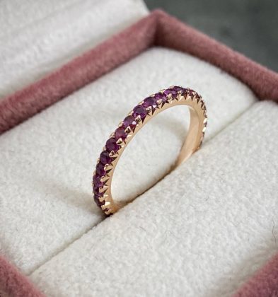 Argolla Con 150Pts De Rubies Oro Rosa 18k 2.7gr Talla # 8