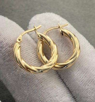 Candongas Entochada En Lineas Oro Amarillo 18k Italy 2.0gr 19.3mm