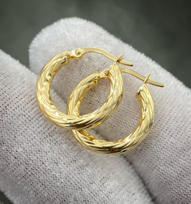 Candongas Entorchadas Lineas Oro Amarillo 18k Italy 1.8gr 18.6mm