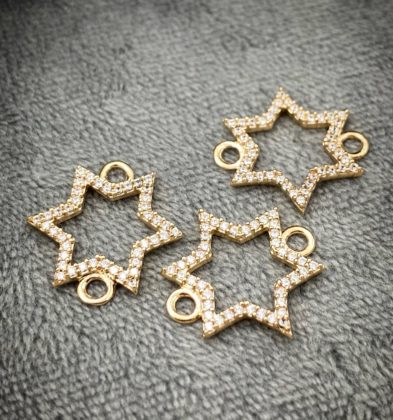 Herraje De Estrella Con Swarovski Oro Amarillo 18k 1.2 gr 1.8 cm