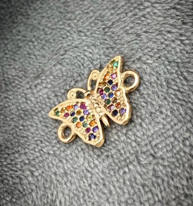 Herraje De Mariposa Con Swarovski Oro Amarillo 18k 1.8 gr 1.8 cm