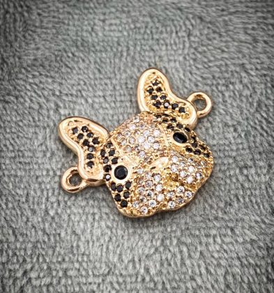 Herraje De Perro Con Swarovski Oro Rosa 18k 5.5gr 2.4cm