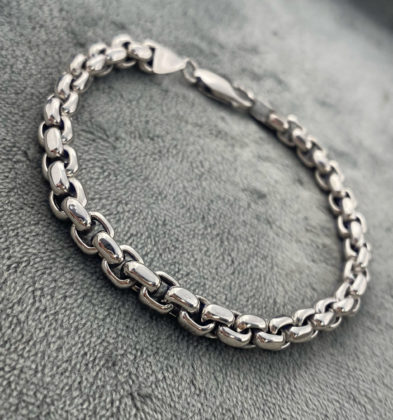 Pulso Tejido Rolon Oro Blanco 18k Italy 15.2gr 20cm 5.8mm