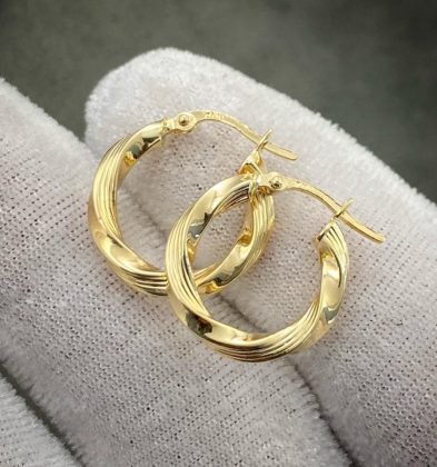 Candongas Entorchada En Lineas Oro Amarillo 18k Italy 1.8gr 19.5mm