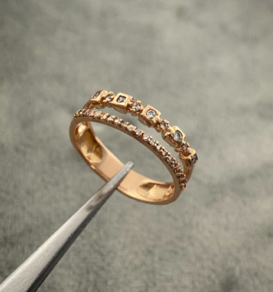 Anillo Con Swarovski Blanco Oro Rosa 18k 4.1gr Talla #7 3/4