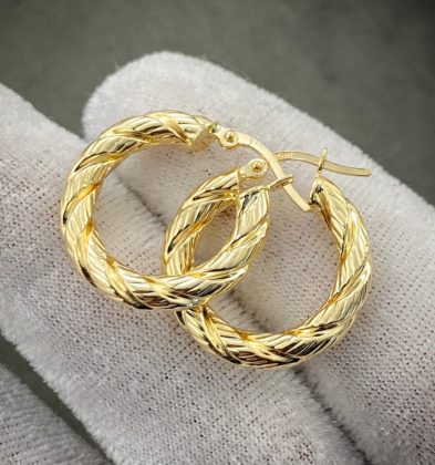 Candonga Entorchada En Lineas Oro Amarillo 18k Italy 3.25gr 23mm