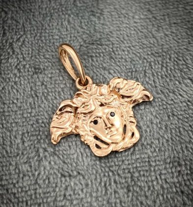 Dije De Medusa Con Swarovski Negro Oro Rosa 18k 4.35gr 2.7cm