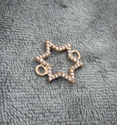 Herraje De Estrella Con Swarovski Oro Rosa 18k 1.1 gr 1.8 cm