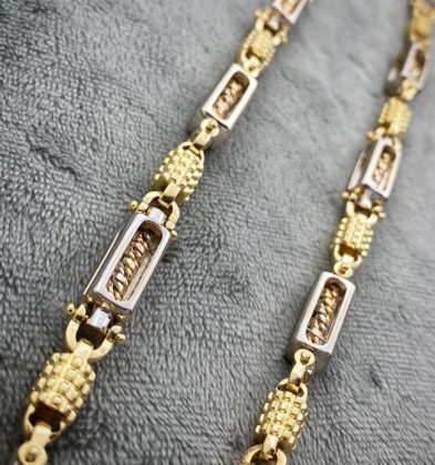 60 cm Cadena Rustica Tres Oros 18K 137.8 gr 6.6 mm