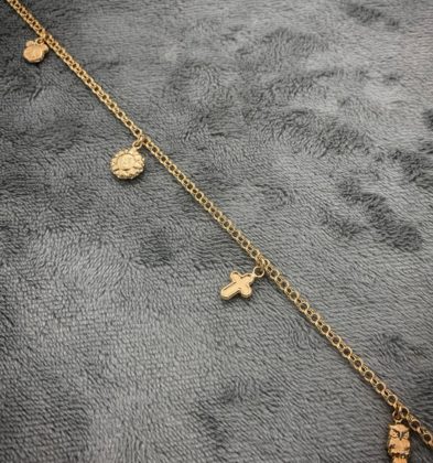 Tobillera Con Dijes De Figuras Oro Amarillo 18k 3.2gr 26cm