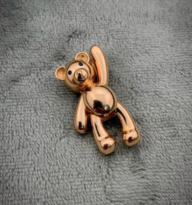 Dije De Oso Con Swarovski Azul Oro Rosa 18k 750 8.6gr 3cm