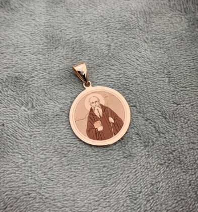 Dije En Placa De San Benito En Oro Rosado 18K Italy  3.35gr