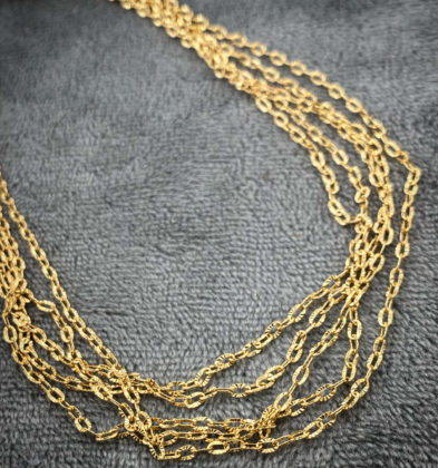 50cm Cadena Tejido Rolon Diamantada Oro Amarillo 18k Italy 2.1gr 1.8mm