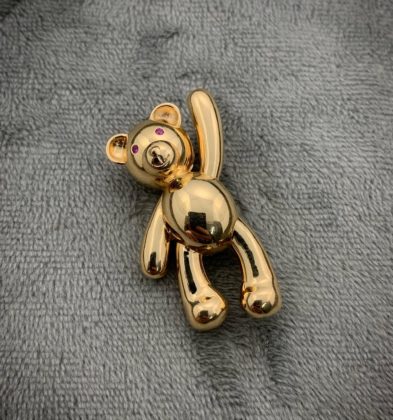 Dije De Oso Con Swarovski Fucisa Oro Amarillo 18k 8.75gr 3cm