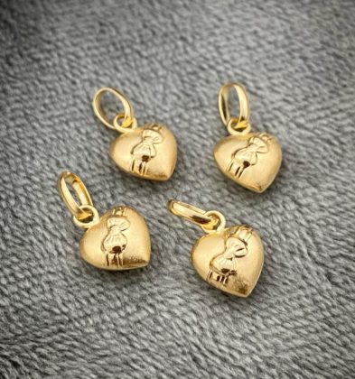 Dije De Corazon Con Moño Oro Amarillo 18k 0.35gr 1.2cm