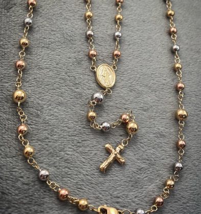 55cm Rosario Virgen De La Milagrosa Tres Oros  18k 8.75gr 4mm