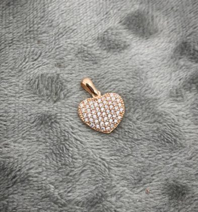 Dije De Corazon Con Swarovski Oro Rosado 18K 1.3 gr 1.5 cm