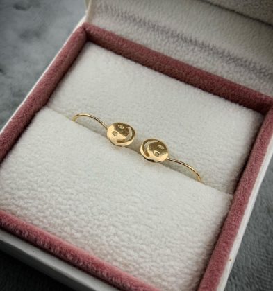 Aretes De Cara Feliz Oro Amarillo 18k 1.0gr 1.5cm