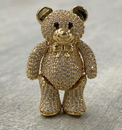 Dije De Oso Articulado Con Swarovski Oro Amarillo 18K 12.9 gr 3.5 cm